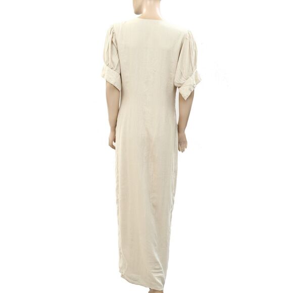 Free People Free-est Vintage Summer Midi Dress Buttondown Stone Cold XS 263185 - Picture 5 of 7